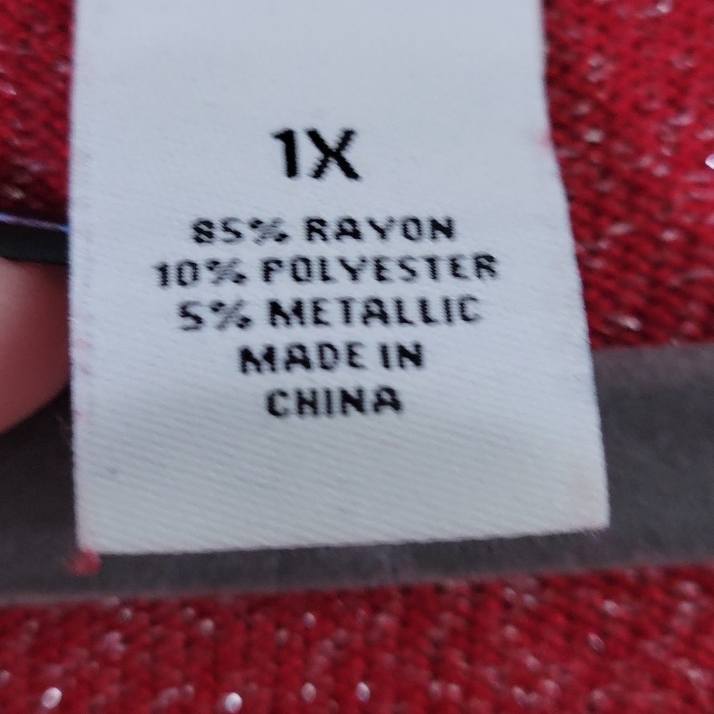 RUBY ROAD 1X SPARLKING Elegant Red Embellished Women's Top - Picture 4 of 4